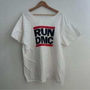 RUN DMC East Coast Rap destroyed off the shoulder top